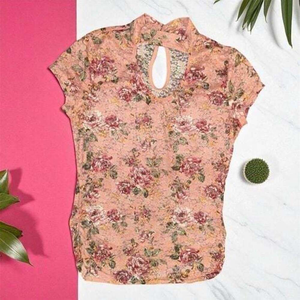 No Boundaries Floral Fitted Cap Sleeve Top